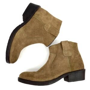 Surko Olive Green Suede Zip Ankle Boot